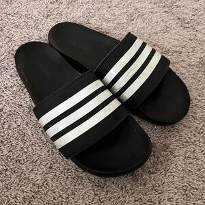 Adidas Men’s Black and White Slide Sandals